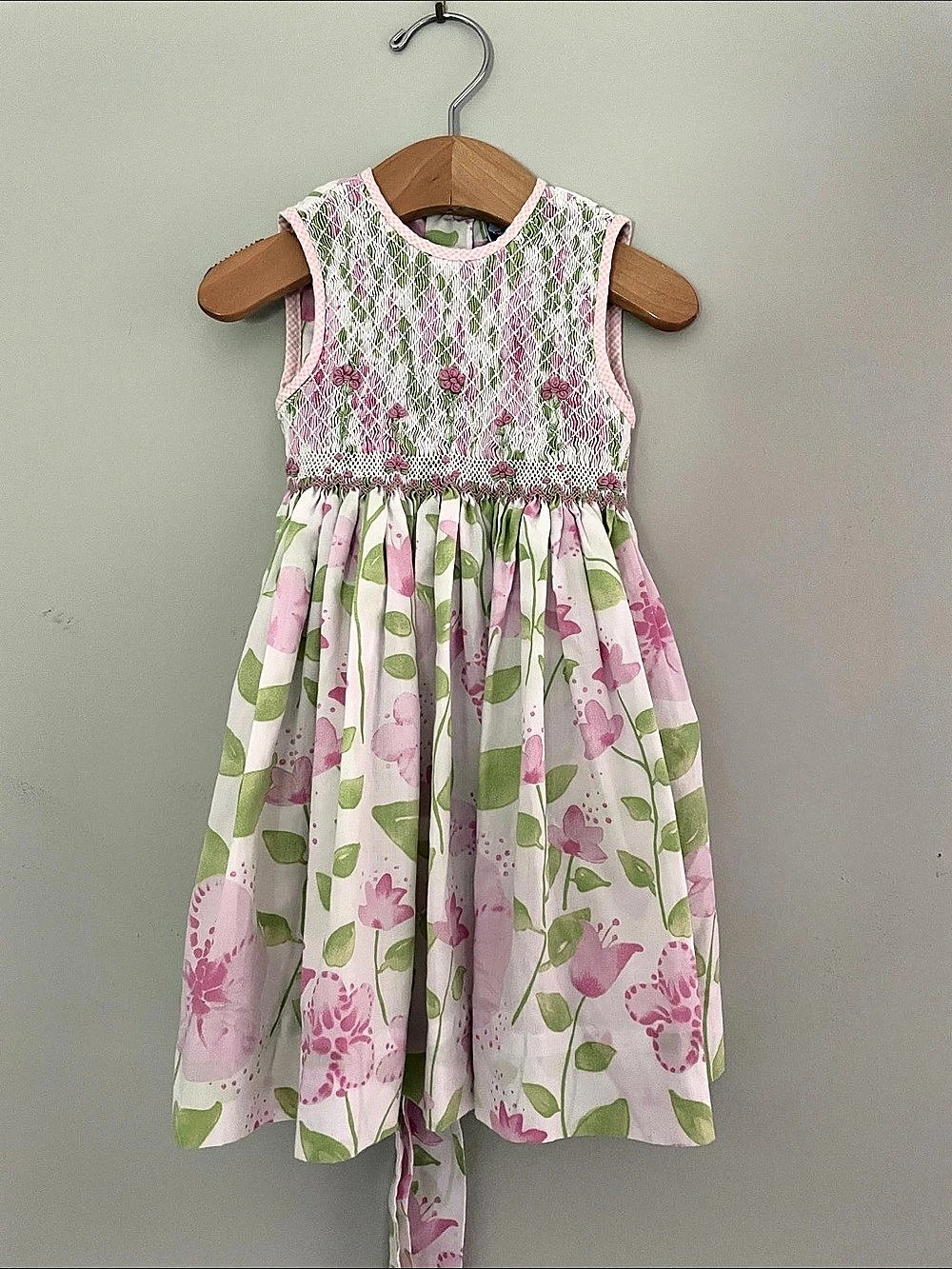 Carriage Boutique Floral Smocked Dress in Pink & Green size 12M Like new